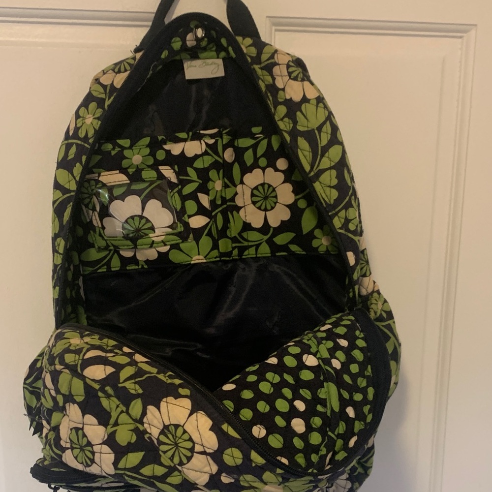 Vera Bradley Green and Black Floral Backpack - Picture 3 of 3